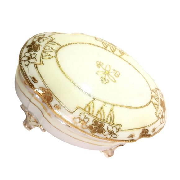 Antique Morimura Brothers Nippon Old Paris Style Footed Trinket Box - Picture 3 of 7